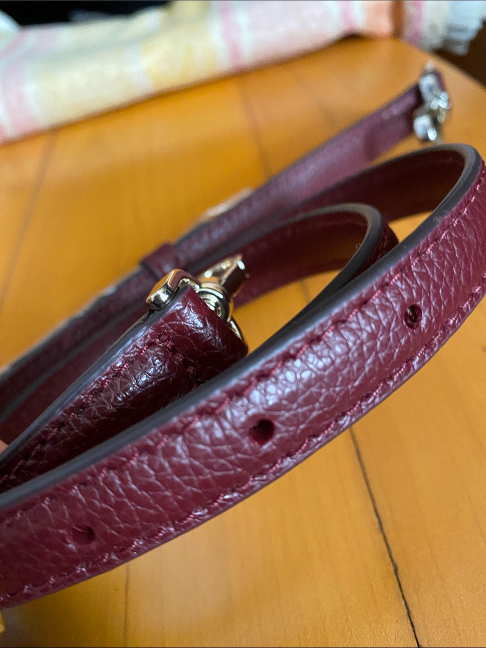 Red maroon color silver tone hardware 35-42” Kate Spade strap for bag new - Picture 3 of 7